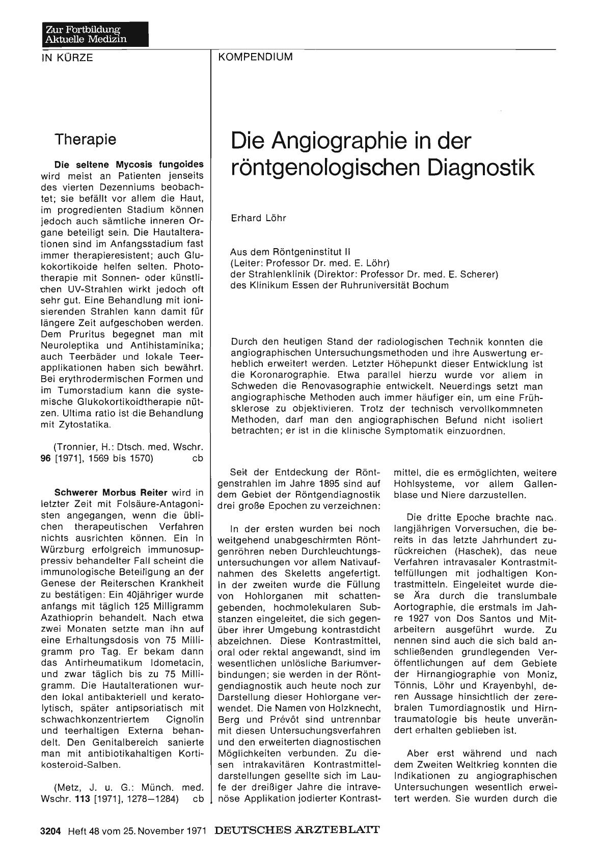 Vorschauseite 1: Die Angiographie in der röntgenologischen Diagnostik