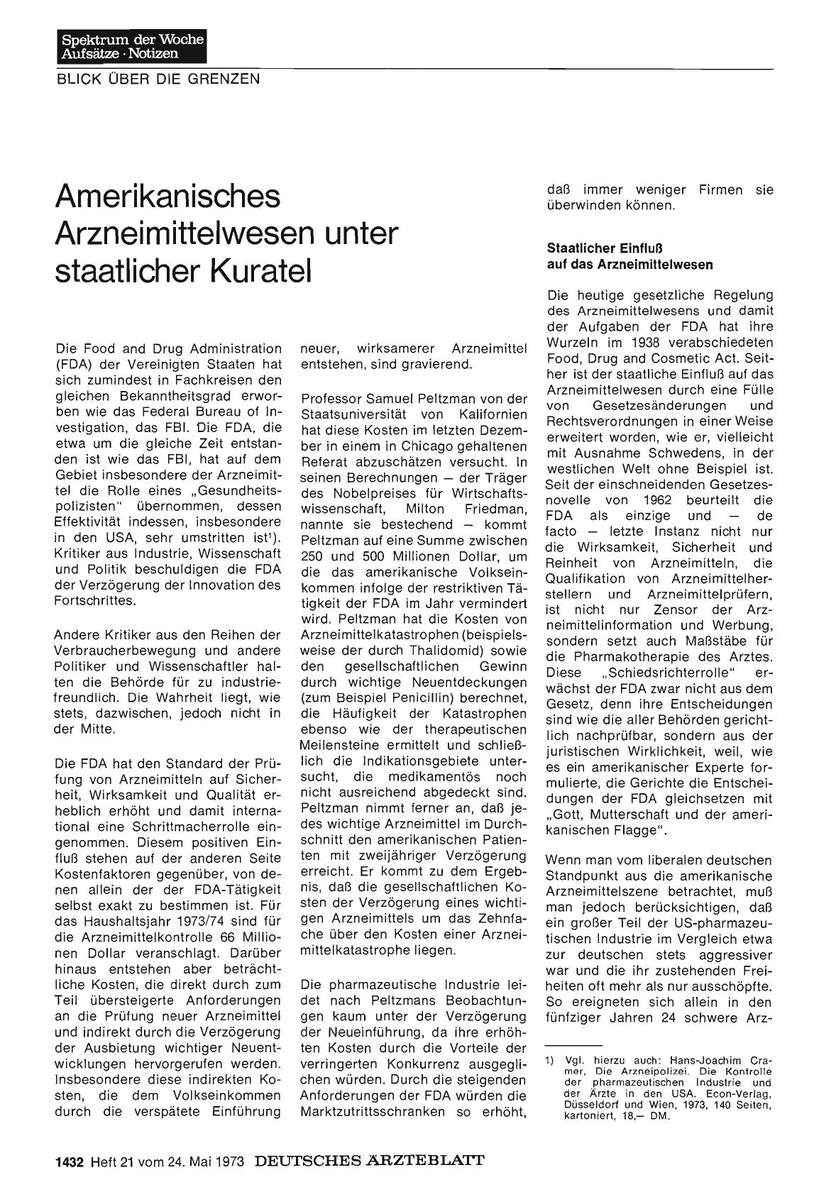 Vorschauseite 1: Amerikanisches Arzneimittelwesen unter staatlicher Kuratel