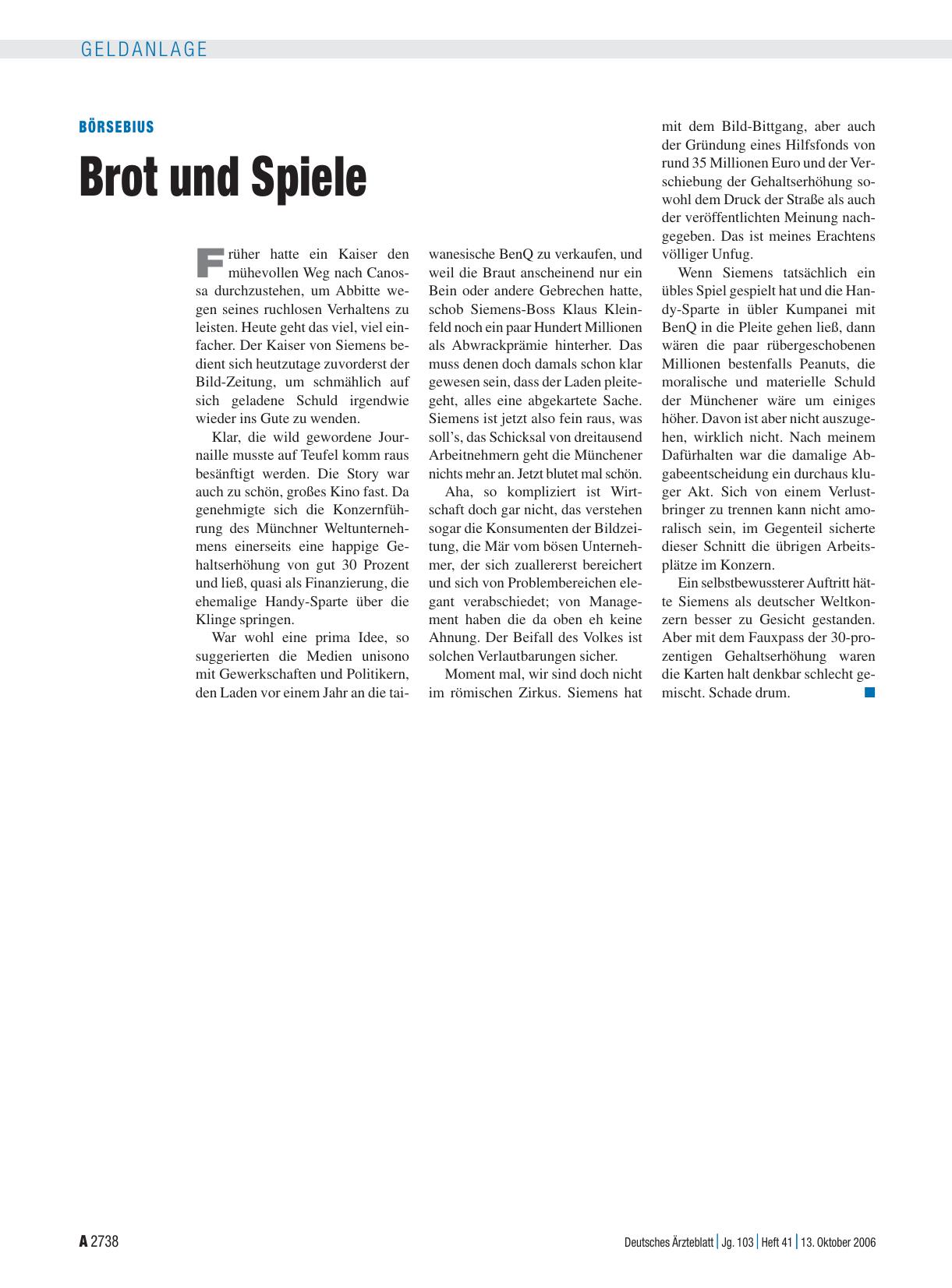 Vorschauseite 1: Brot und Spiele