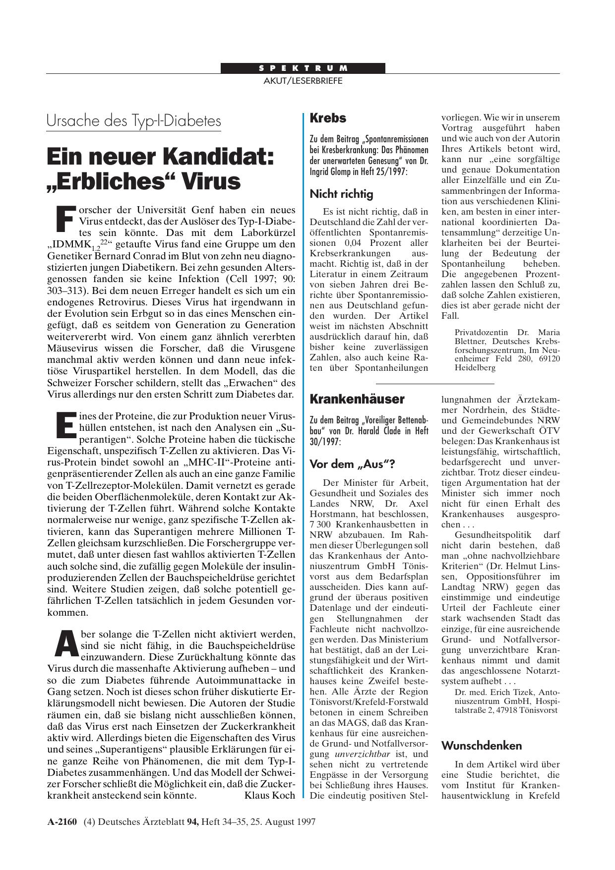 Vorschauseite 1: Krebs: Nicht richtig