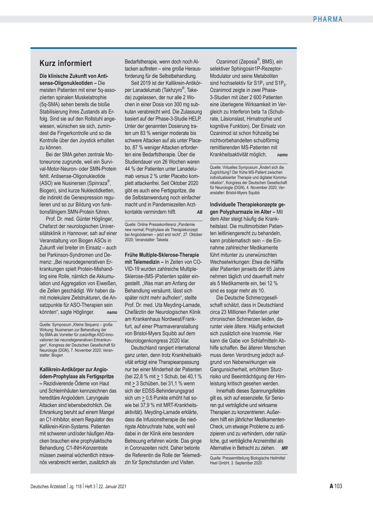 Vorschauseite 1: Kurz informiert