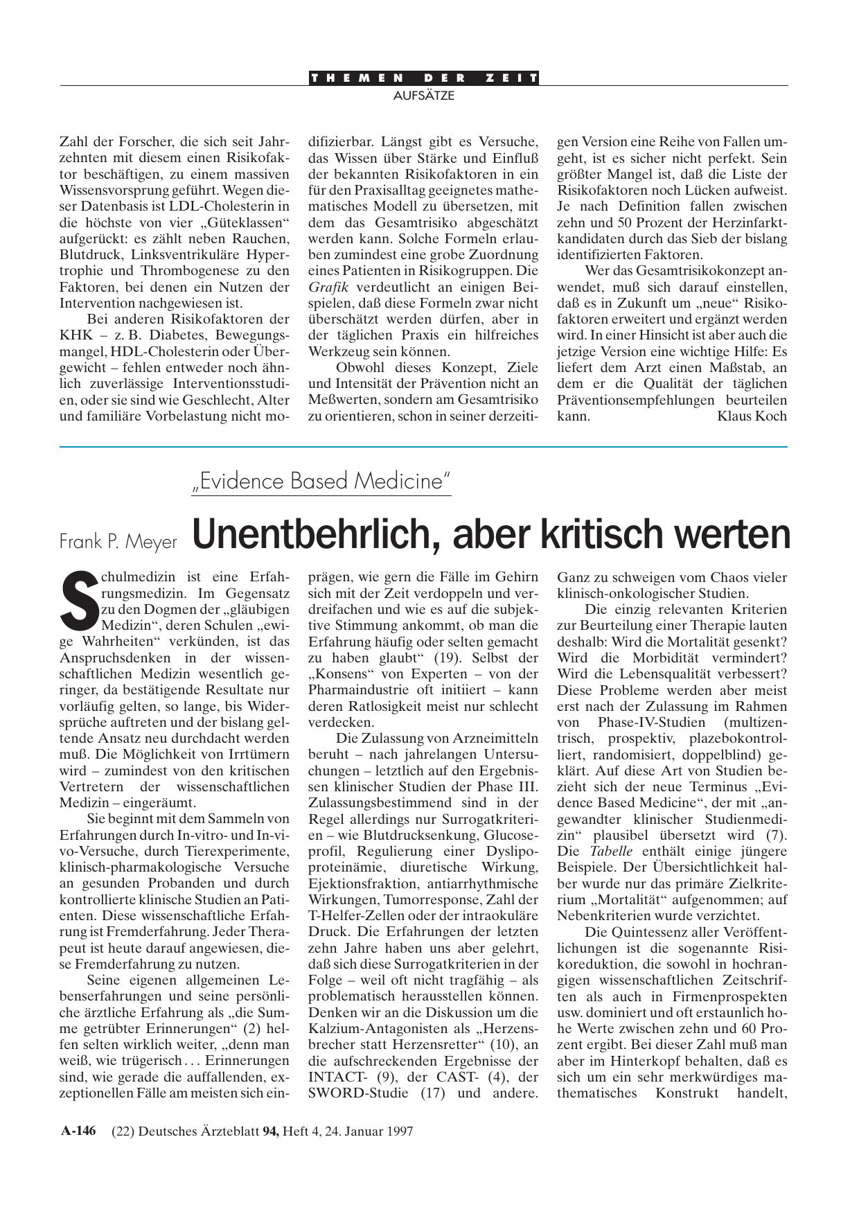 Vorschauseite 1: „Evidence Based Medicine„: Unentbehrlich, aber kritisch werten