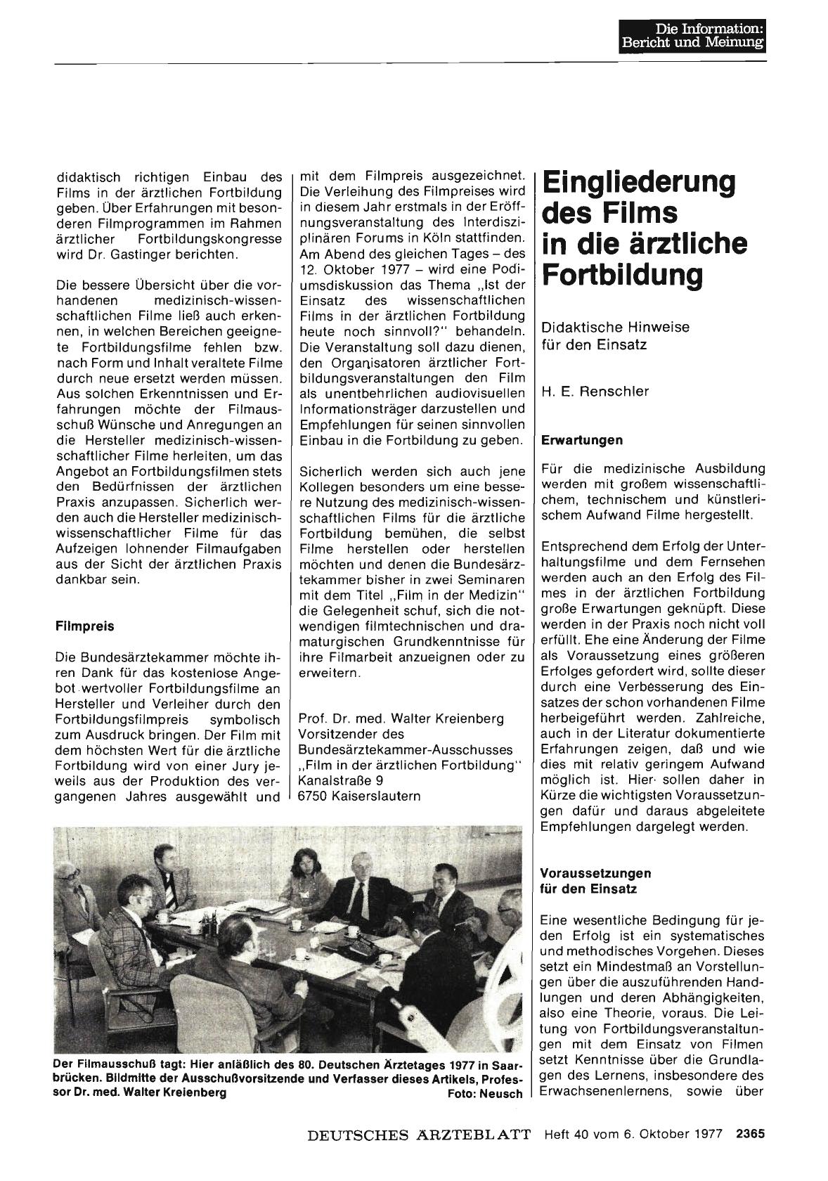 Vorschauseite 1: Eingliederung des Films in die ärztliche Fortbildung: Didaktische Hinweise für den Einsatz