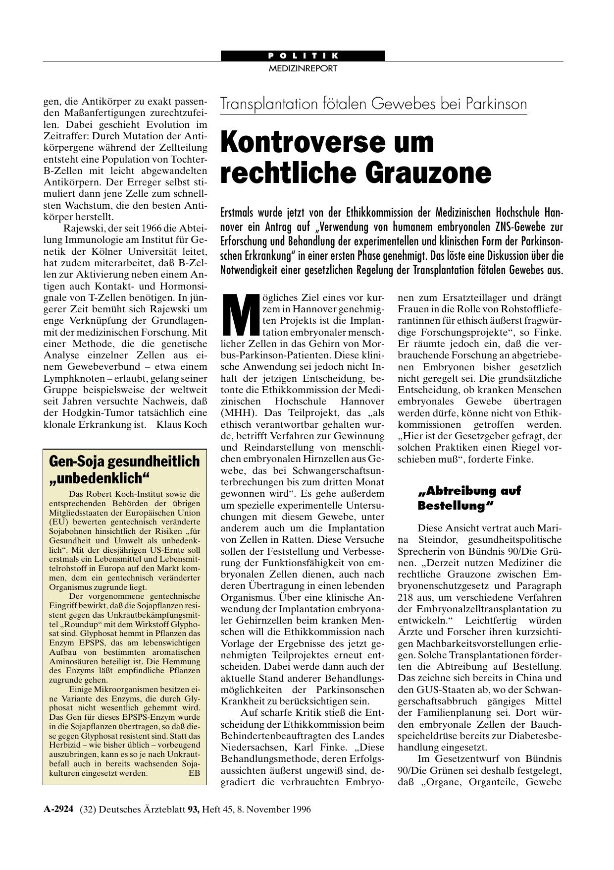 Vorschauseite 1: Gen-Soja gesundheitlich „unbedenklich“