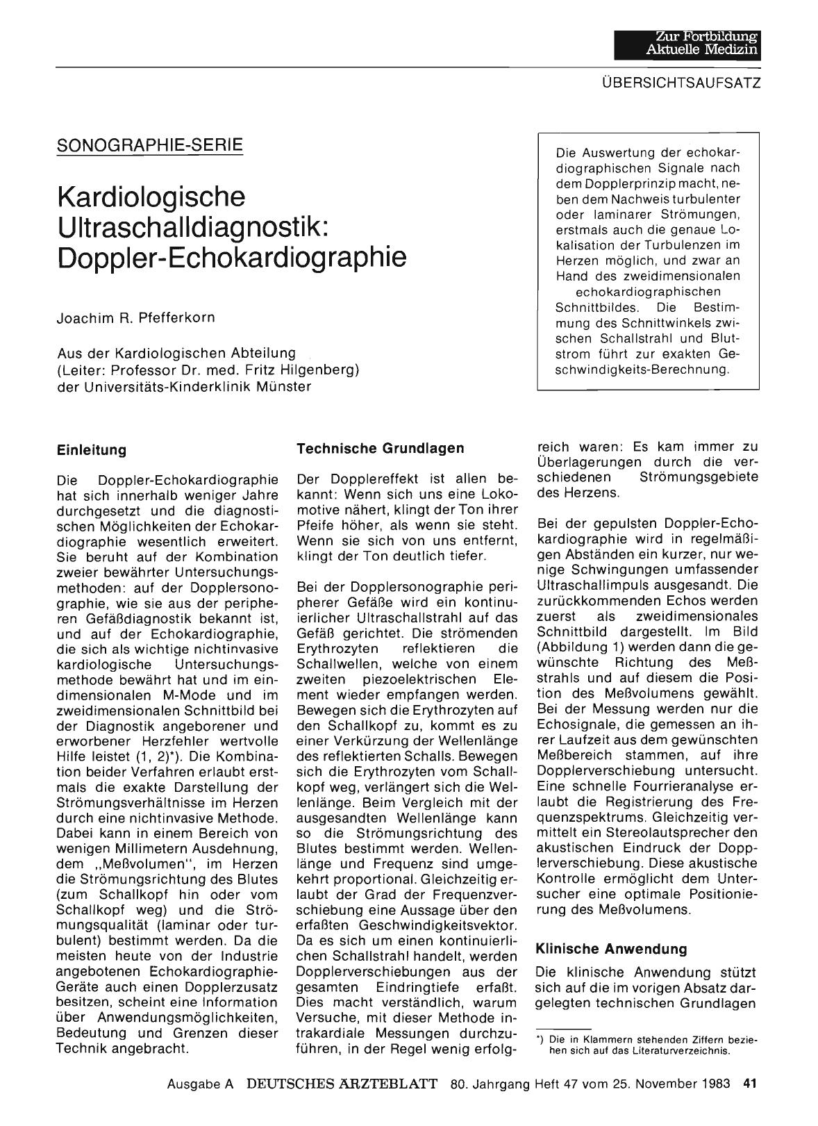 Vorschauseite 1: SONOGRAPHIE-SERIE: Kardiologische Ultraschalldiagnostik: Doppler-Echokardiographie