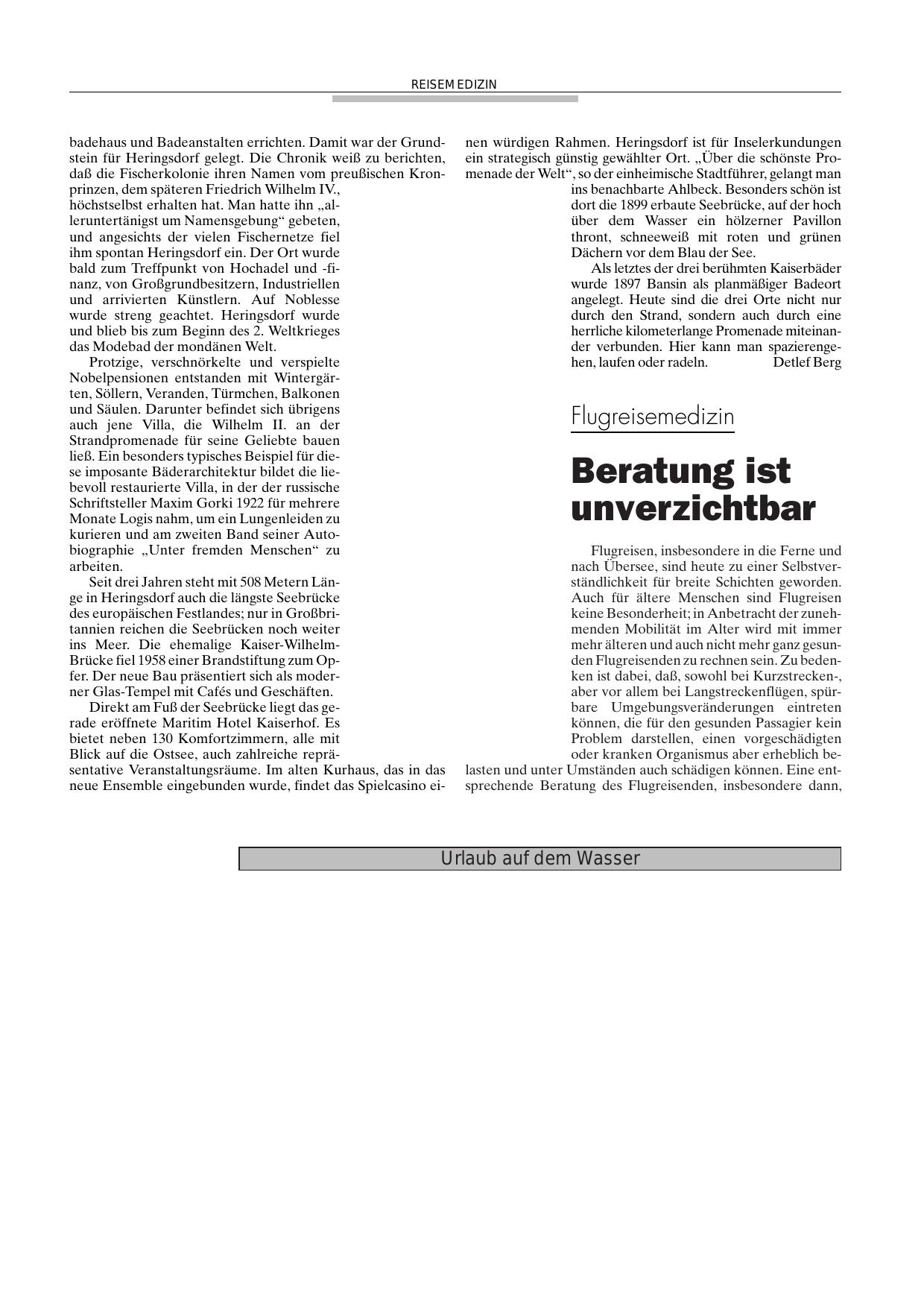 Vorschauseite 1: Flugreisemedizin: Beratung ist unverzichtbar