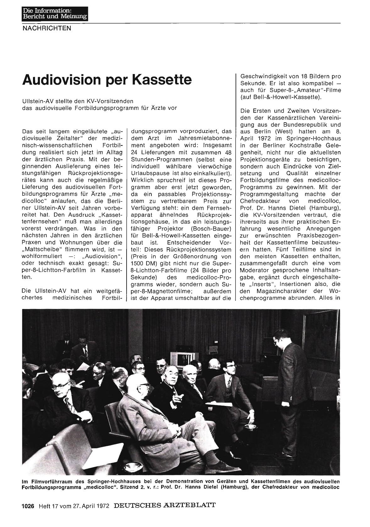 Vorschauseite 1: Audiovision per Kassette