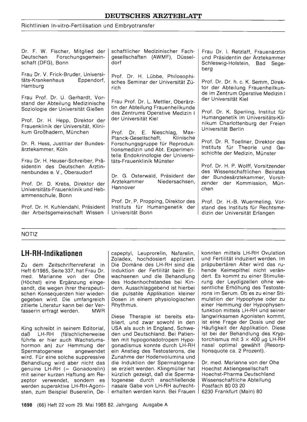 Vorschauseite 1: LH-RH-Indikationen