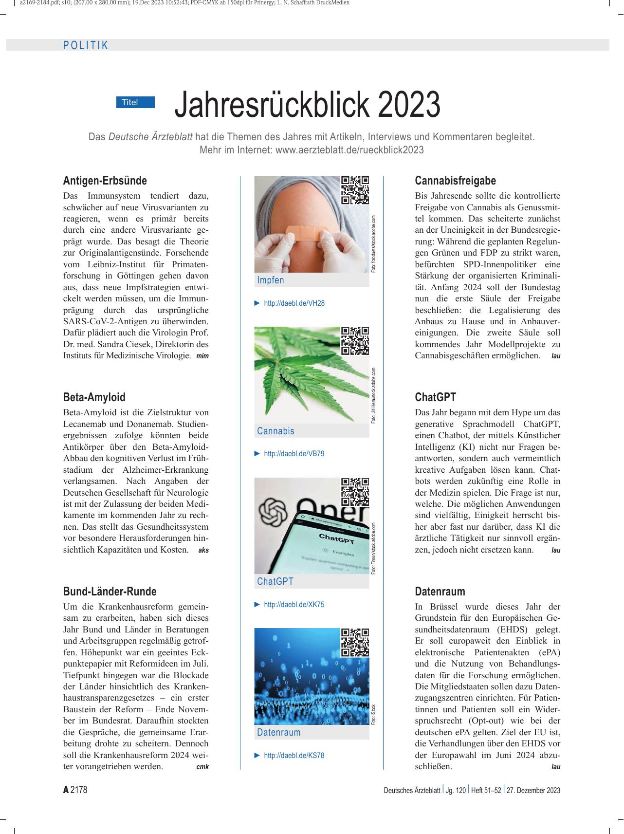 Vorschauseite 1: Jahresrückblick 2023