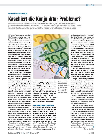 Vorschauseite 1: Krankenkassenfinanzen: Kaschiert die Konjunktur Probleme?