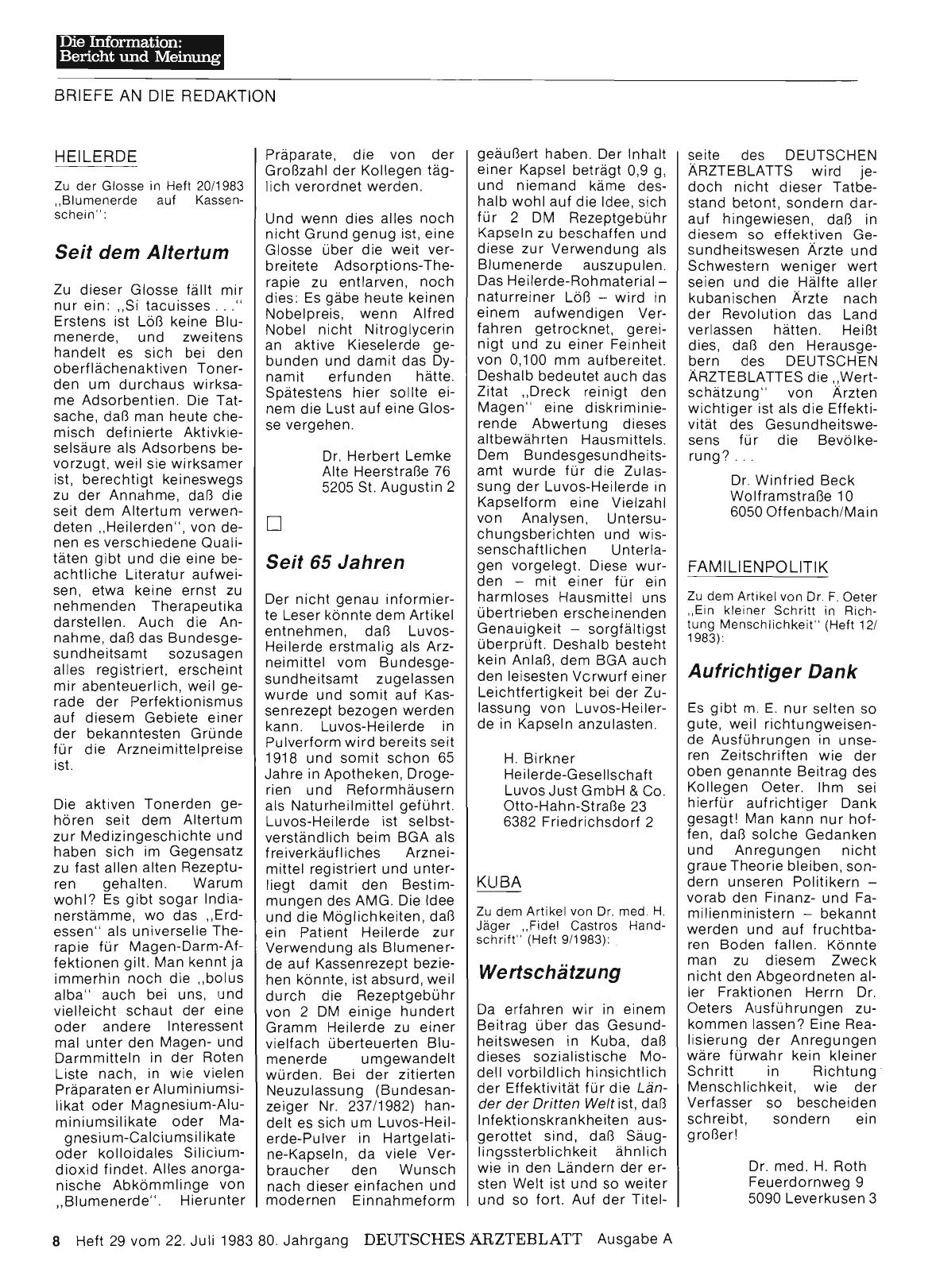 Vorschauseite 1: FAMILIENPOLITIK: Aufrichtiger Dank