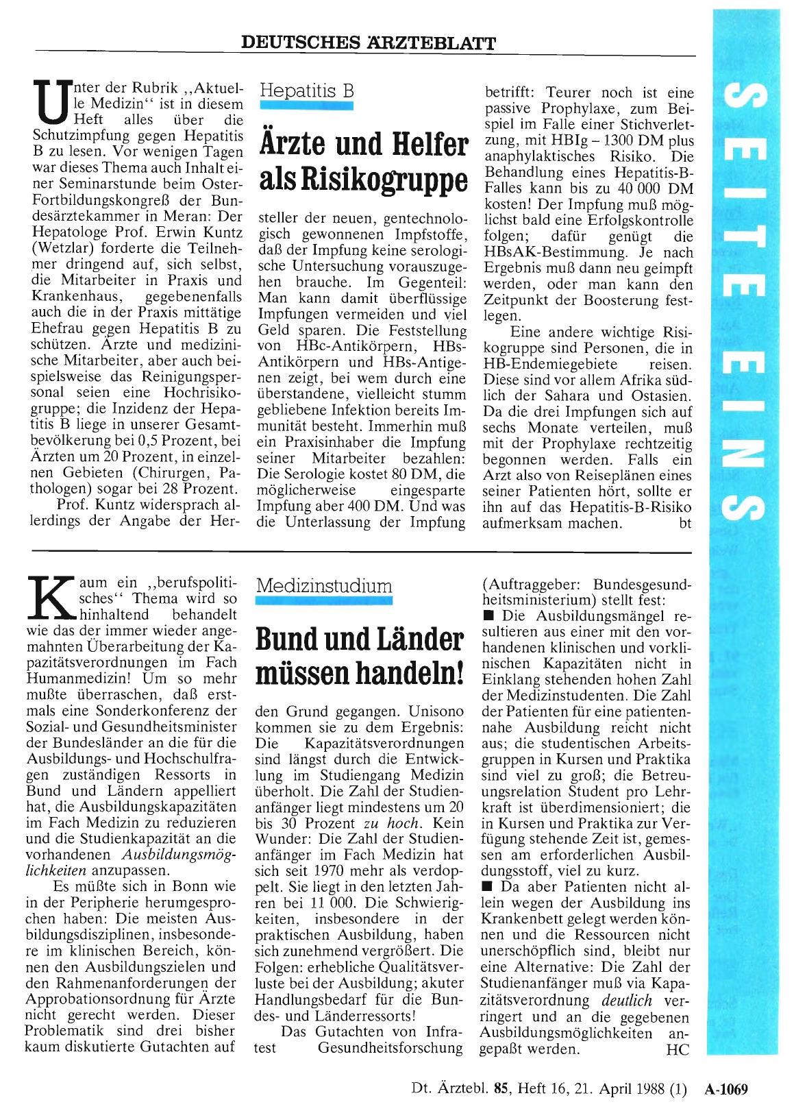 Vorschauseite 1: Medizinstudium: Bund und Länder müssen handeln!