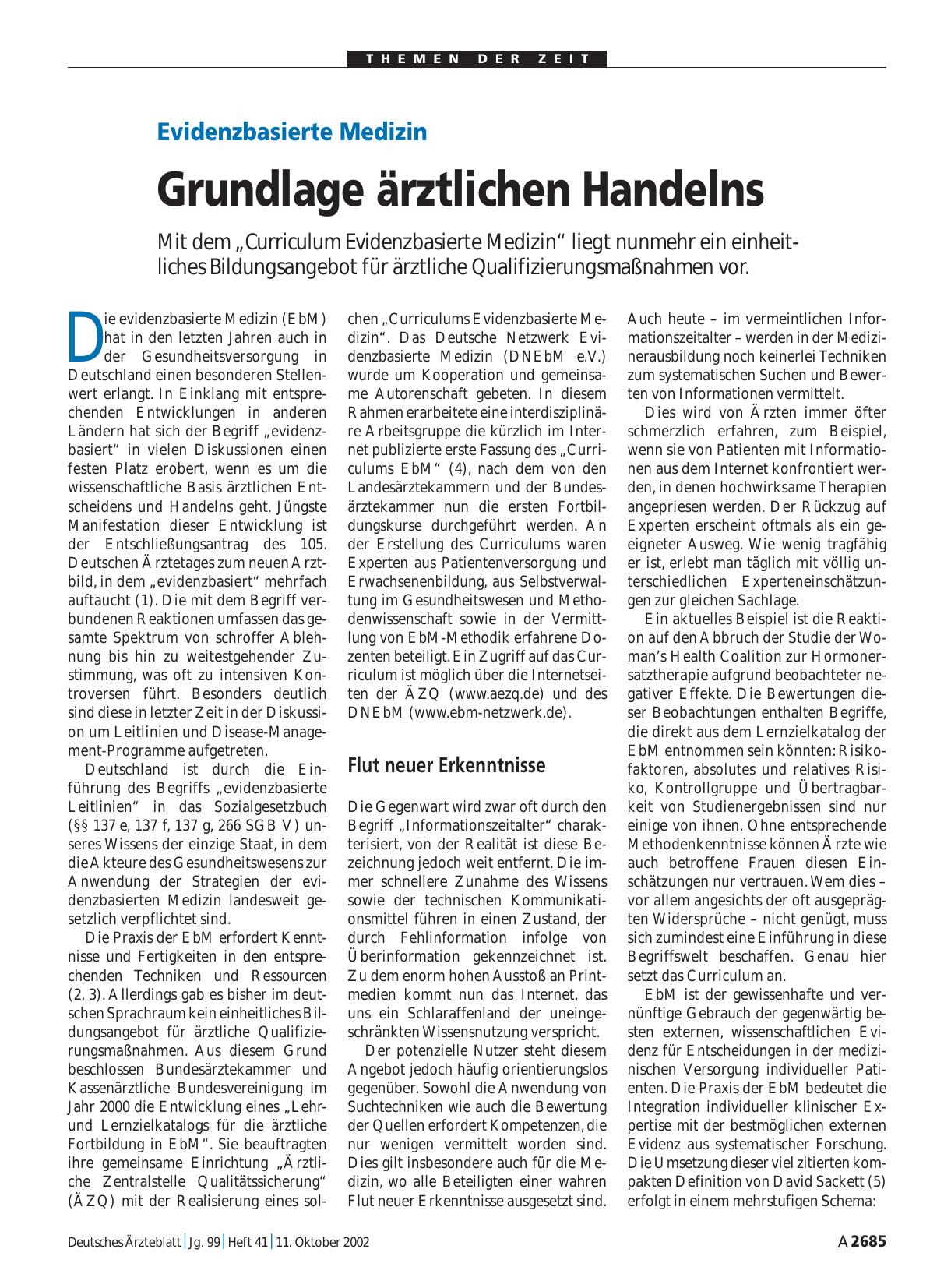 Vorschauseite 1: Evidenzbasierte Medizin: Grundlage ärztlichen Handelns