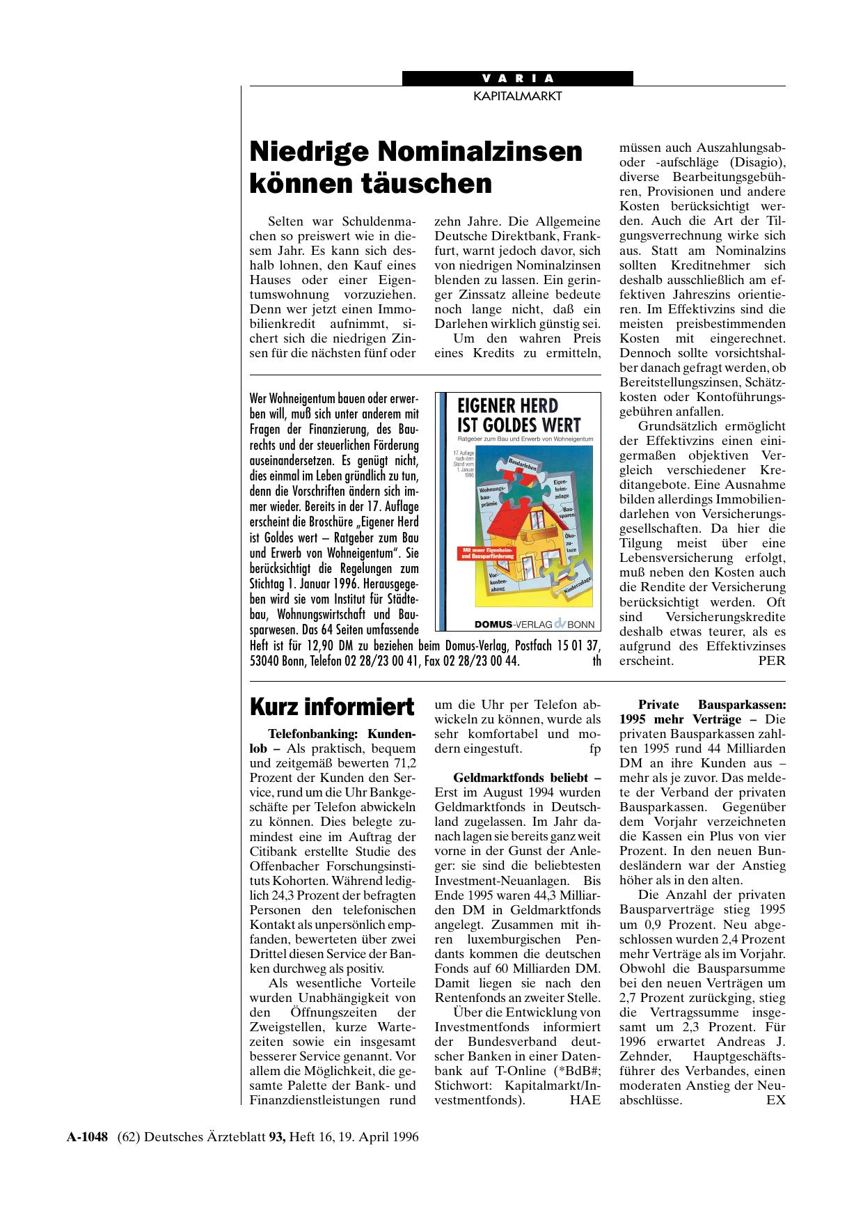 Vorschauseite 1: Niedrige Nominalzinsen können täuschen