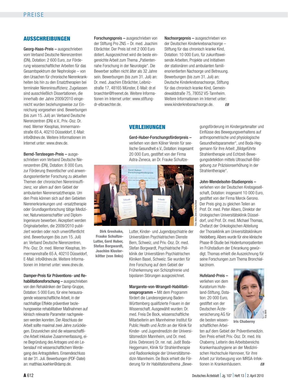 Vorschauseite 1: Verleihungen