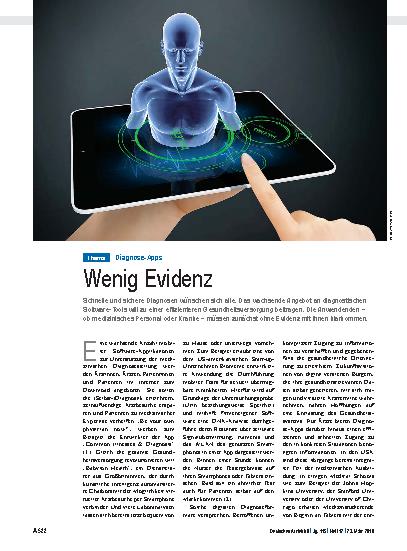 Vorschauseite 1: Diagnose-Apps: Wenig Evidenz
