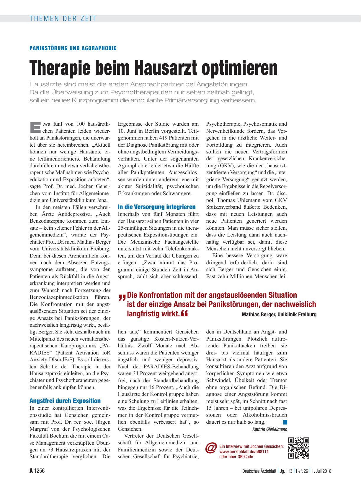 Vorschauseite 1: Panikstörung und Agoraphobie: Therapie beim Hausarzt optimieren