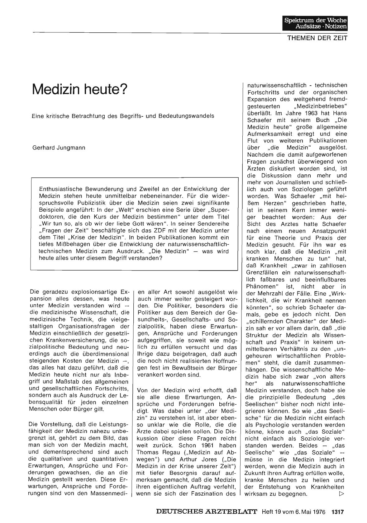 Vorschauseite 1: Medizin heute? Eine kritische Betrachtung des Begriffsund Bedeutungswandels