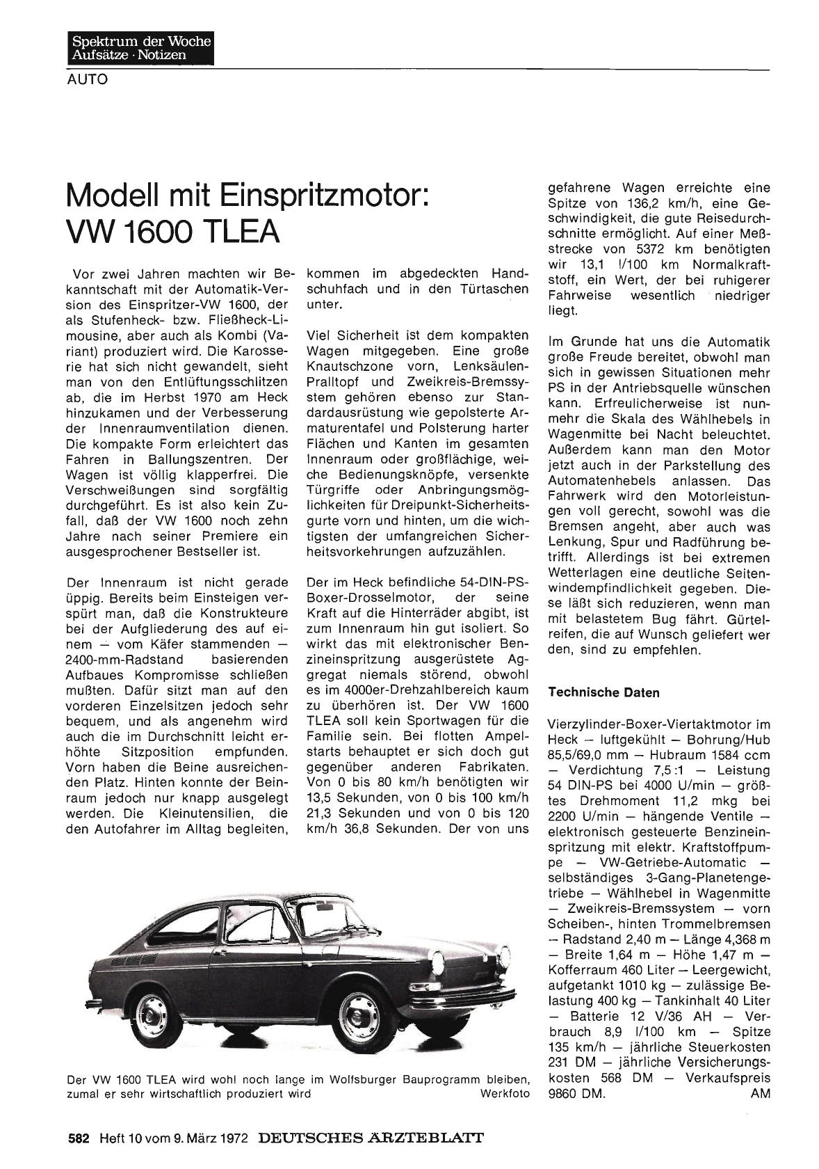 Vorschauseite 1: Modell mit Einspritzmotor: VW 1600 TLEA