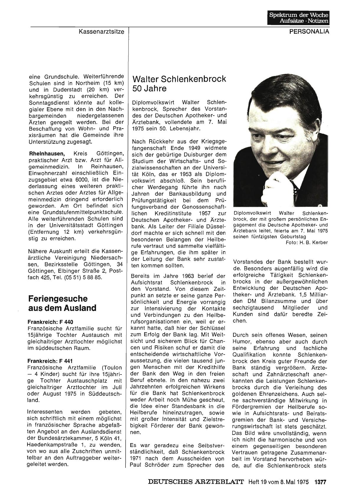 Vorschauseite 1: Walter Schlenkenbrock 50 Jahre
