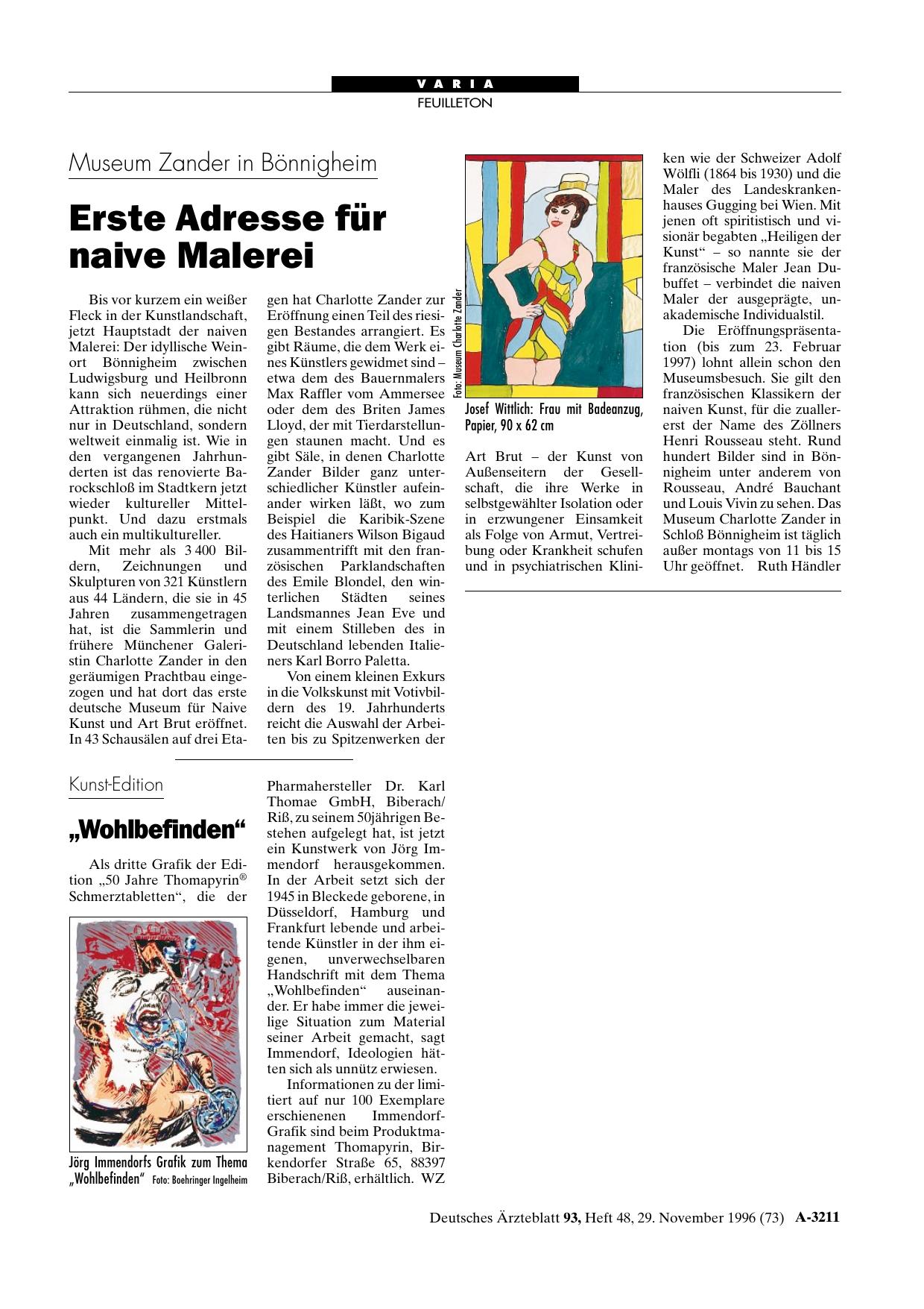 Vorschauseite 1: Museum Zander in Bönnigheim: Erste Adresse für naive Malerei