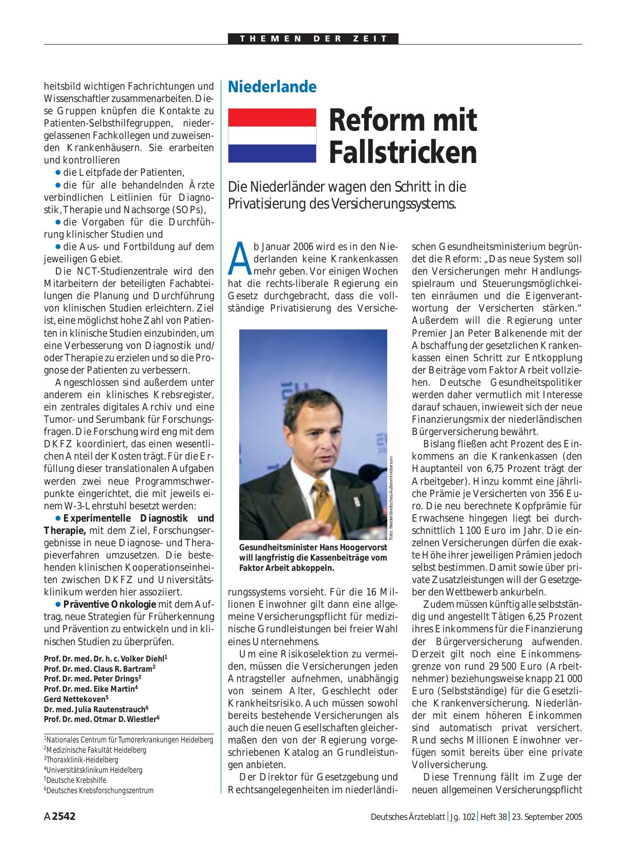 Vorschauseite 1: Niederlande: Reform mit Fallstricken