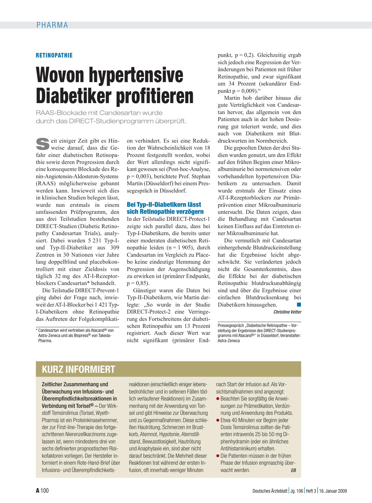 Vorschauseite 1: Retinopathie: Wovon hypertensive Diabetiker profitieren