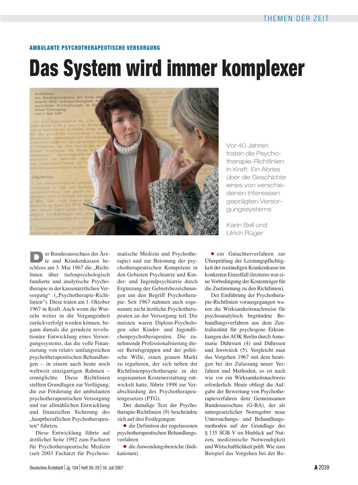 Vorschauseite 1: Ambulante psychotherapeutische Versorgung: Das System wird immer komplexer