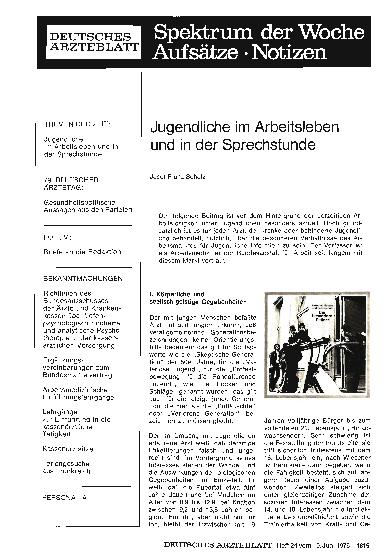 Vorschauseite 1: Jugendliche im Arbeitsleben und in der Sprechstunde