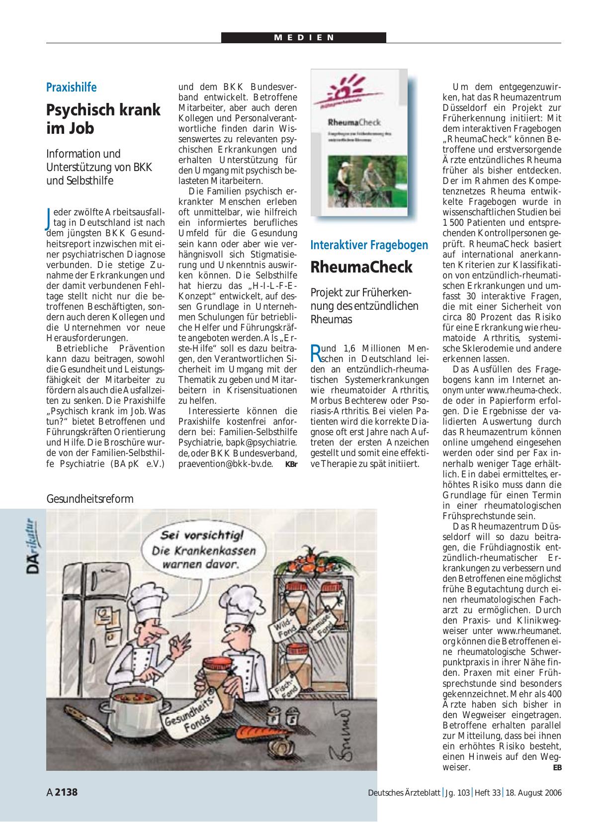 Vorschauseite 1: Interaktiver Fragebogen: RheumaCheck