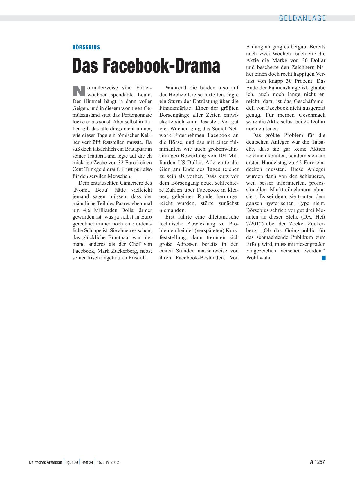 Vorschauseite 1: Börsebius: Das Facebook-Drama