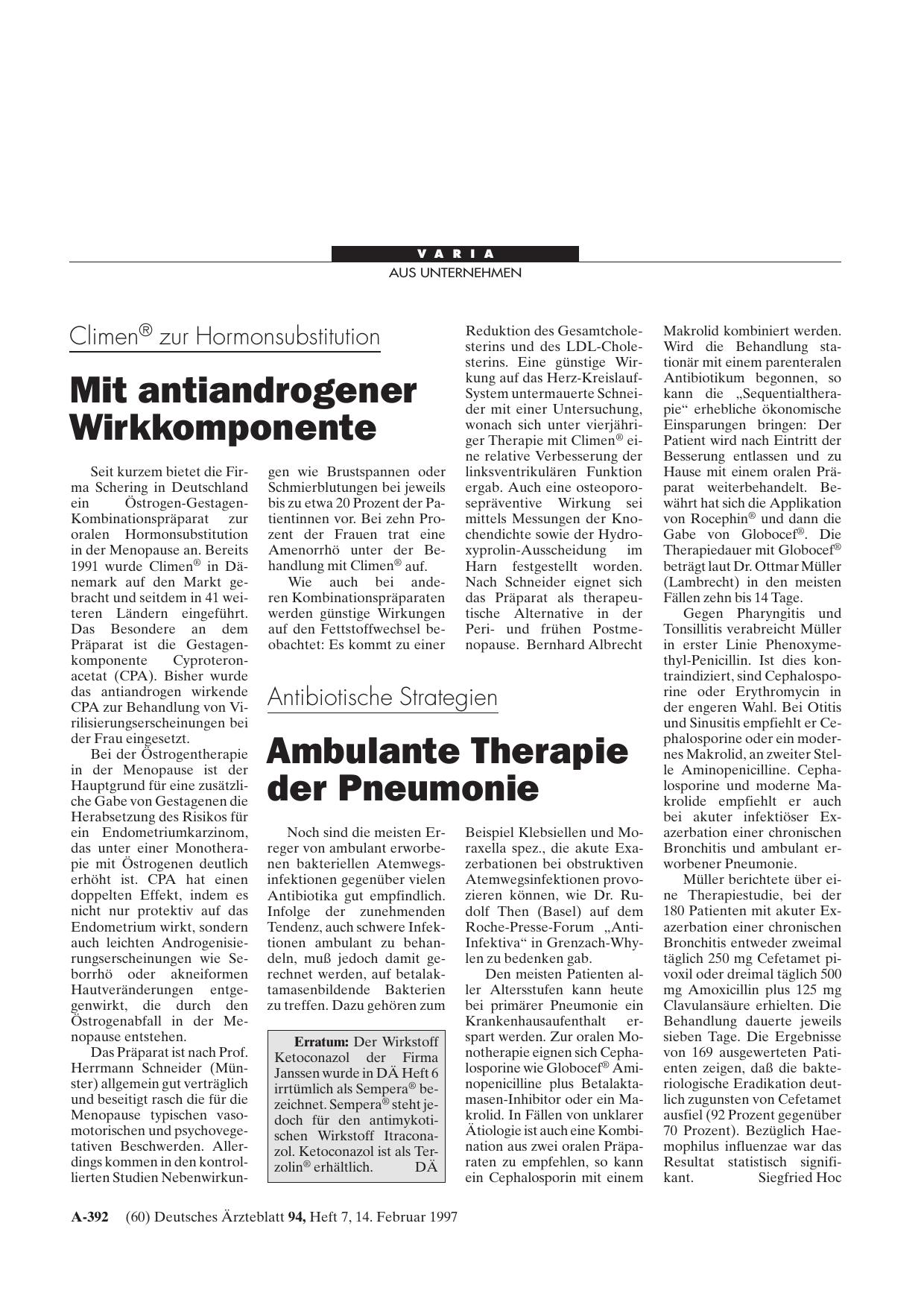 Vorschauseite 1: Antibiotische Strategien: Ambulante Therapie der Pneumonie