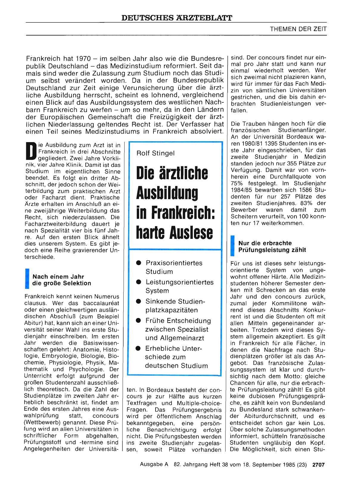 Vorschauseite 1: Die ärztliche Ausbildung in Frankreich: harte Auslese