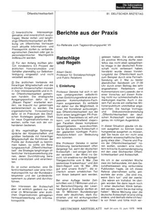 Vorschauseite 1: Berichte aus der Praxis: Ko-Referate zum Tagesordnungspunkt VII