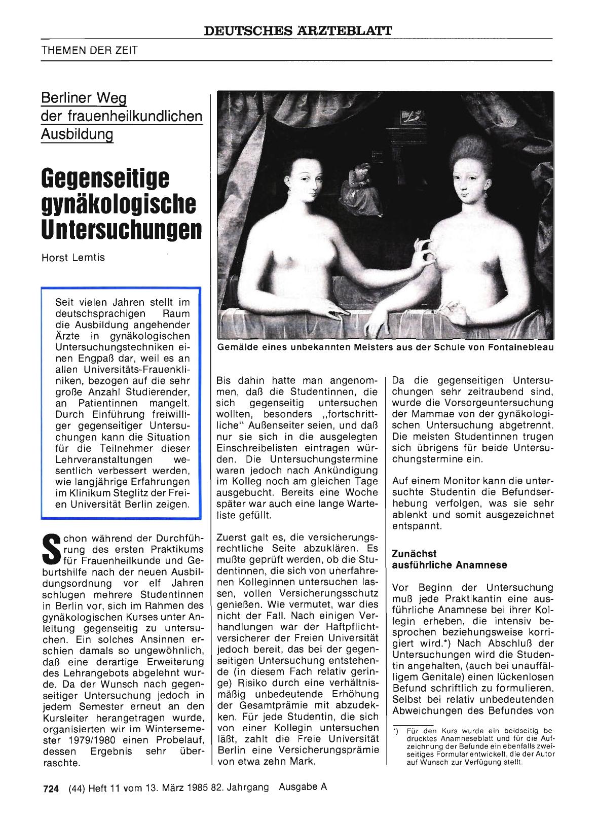 Vorschauseite 1: Gegenseitige gynäkologische Untersuchungen