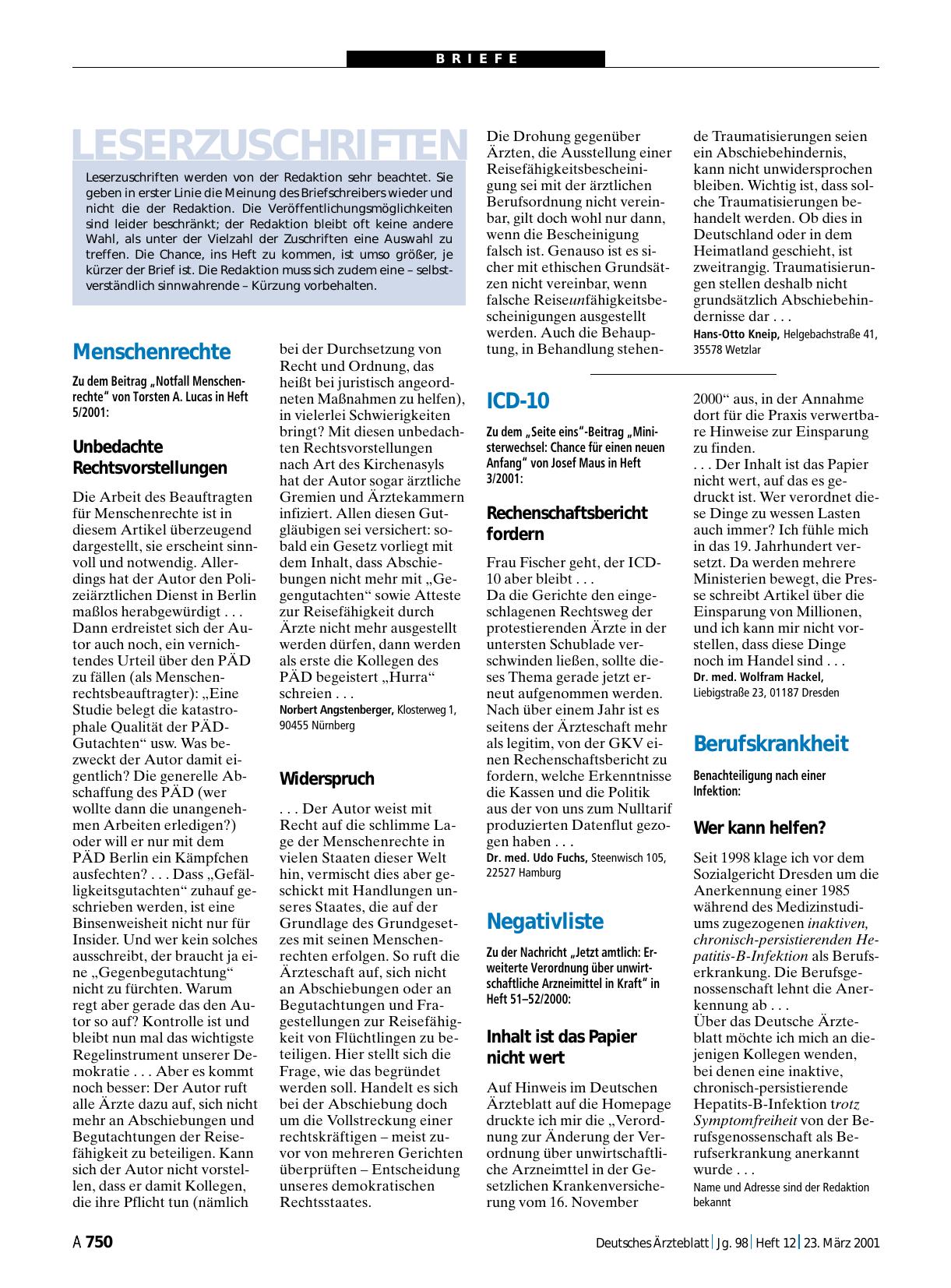 Vorschauseite 1: ICD-10: Rechenschaftsbericht fordern