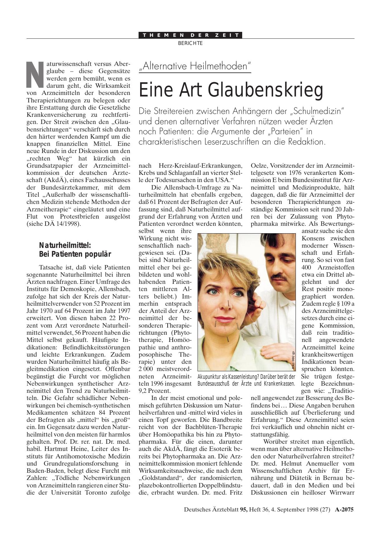 Vorschauseite 1: „Alternative Heilmethoden„: Eine Art Glaubenskrieg