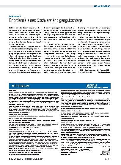 Vorschauseite 1: Rechtsreport: Erfordernis eines Sachverständigengutachtens
