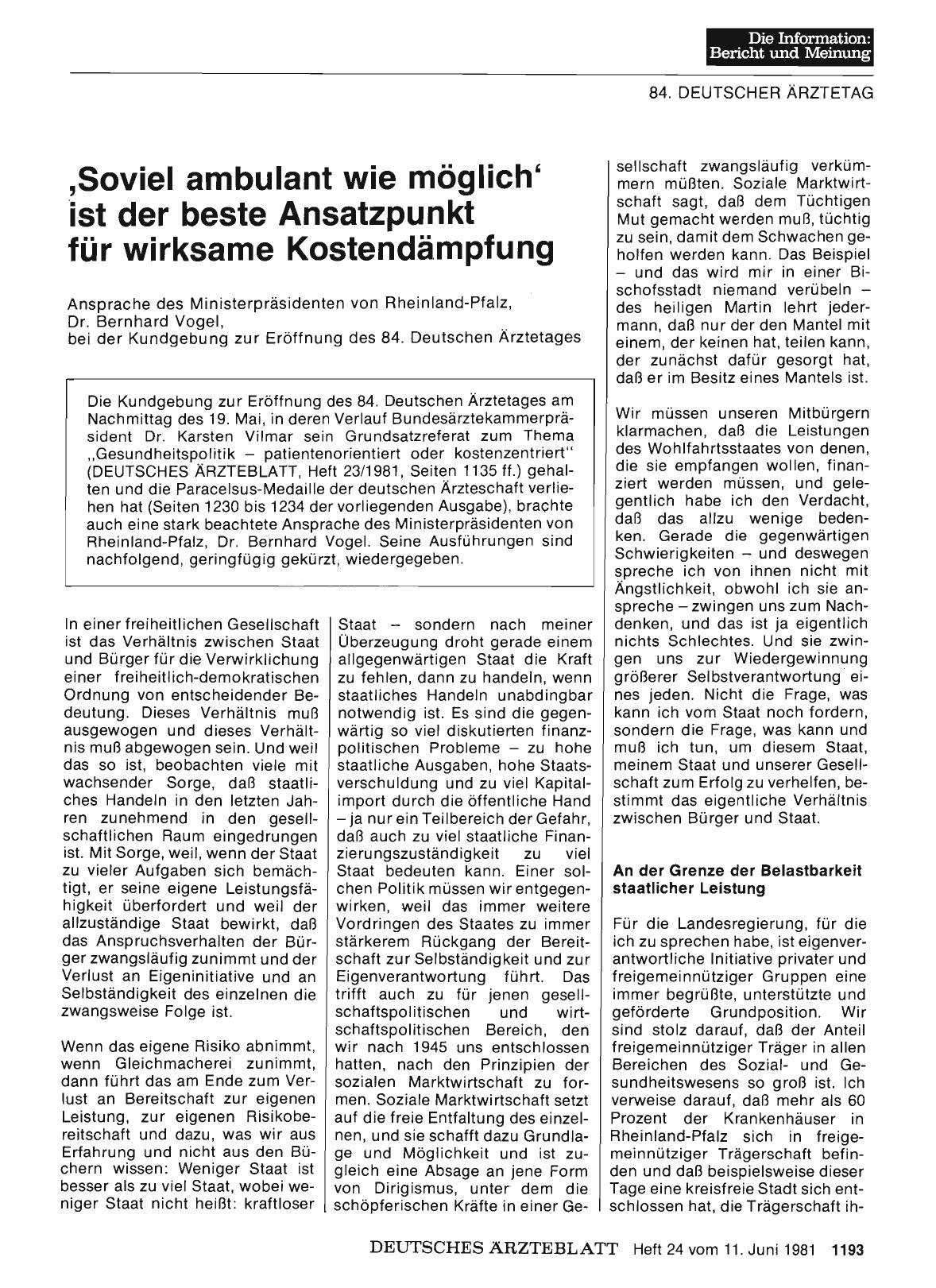 Vorschauseite 1: ‚Soviel ambulant wie möglich' ist der beste Ansatzpunkt für wirksame Kostendämpfung