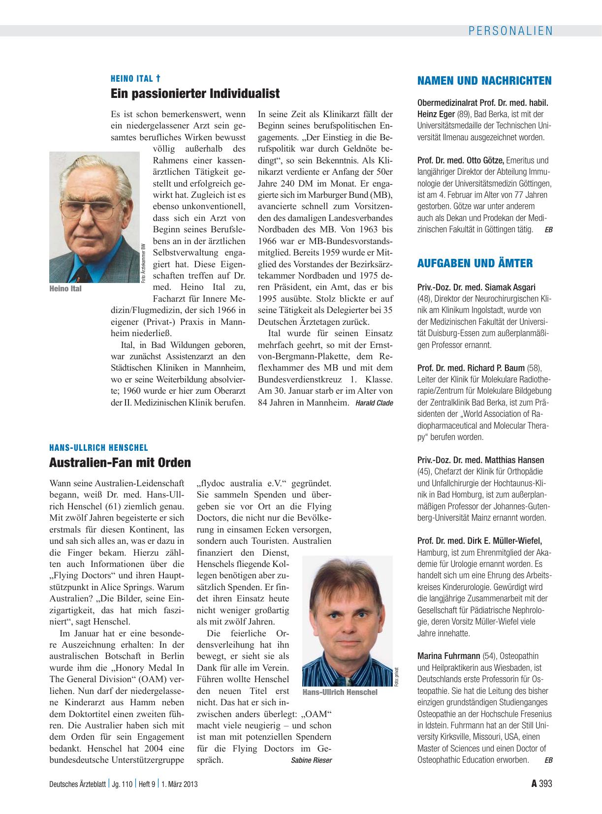 Vorschauseite 1: Namen und Nachrichten