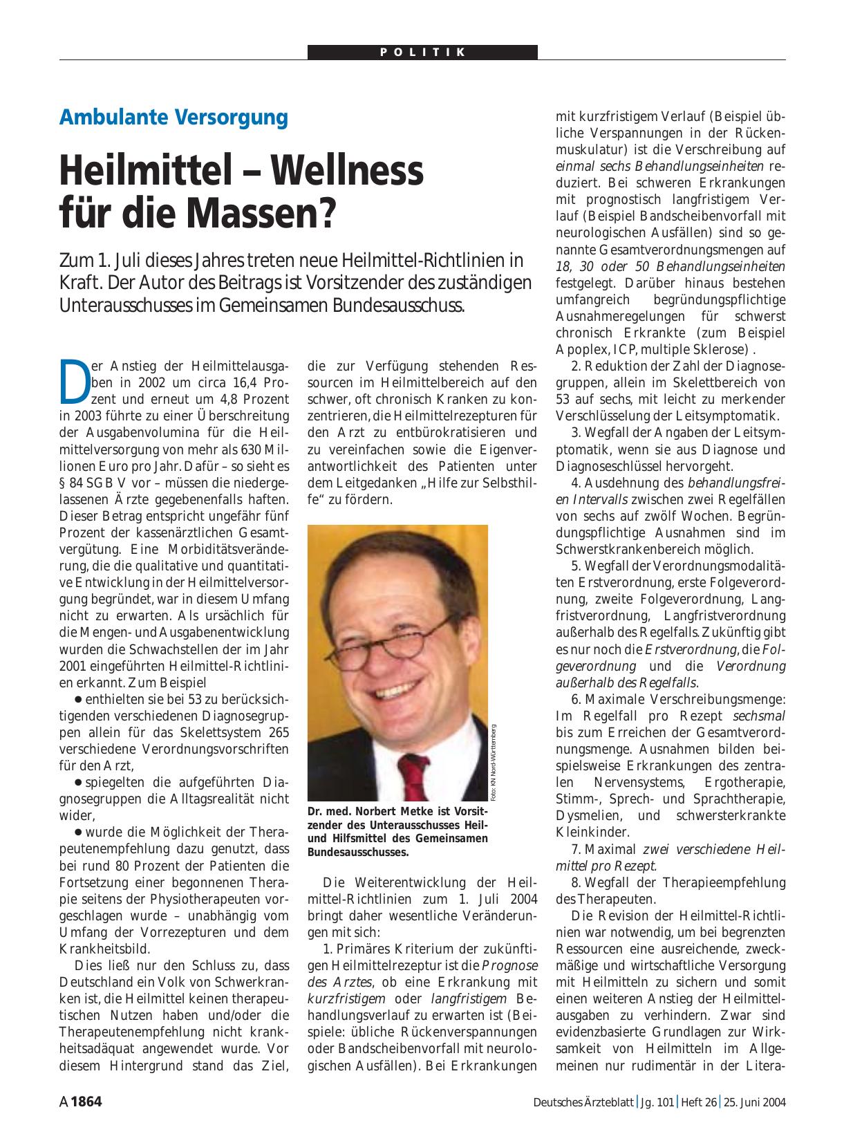 Vorschauseite 1: Ambulante Versorgung: Heilmittel – Wellness für die Massen?