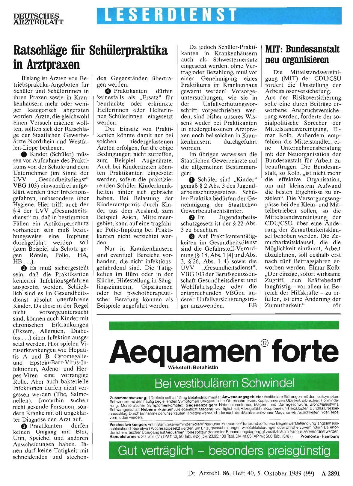 Vorschauseite 1: MIT: Bundesanstalt neu organisieren