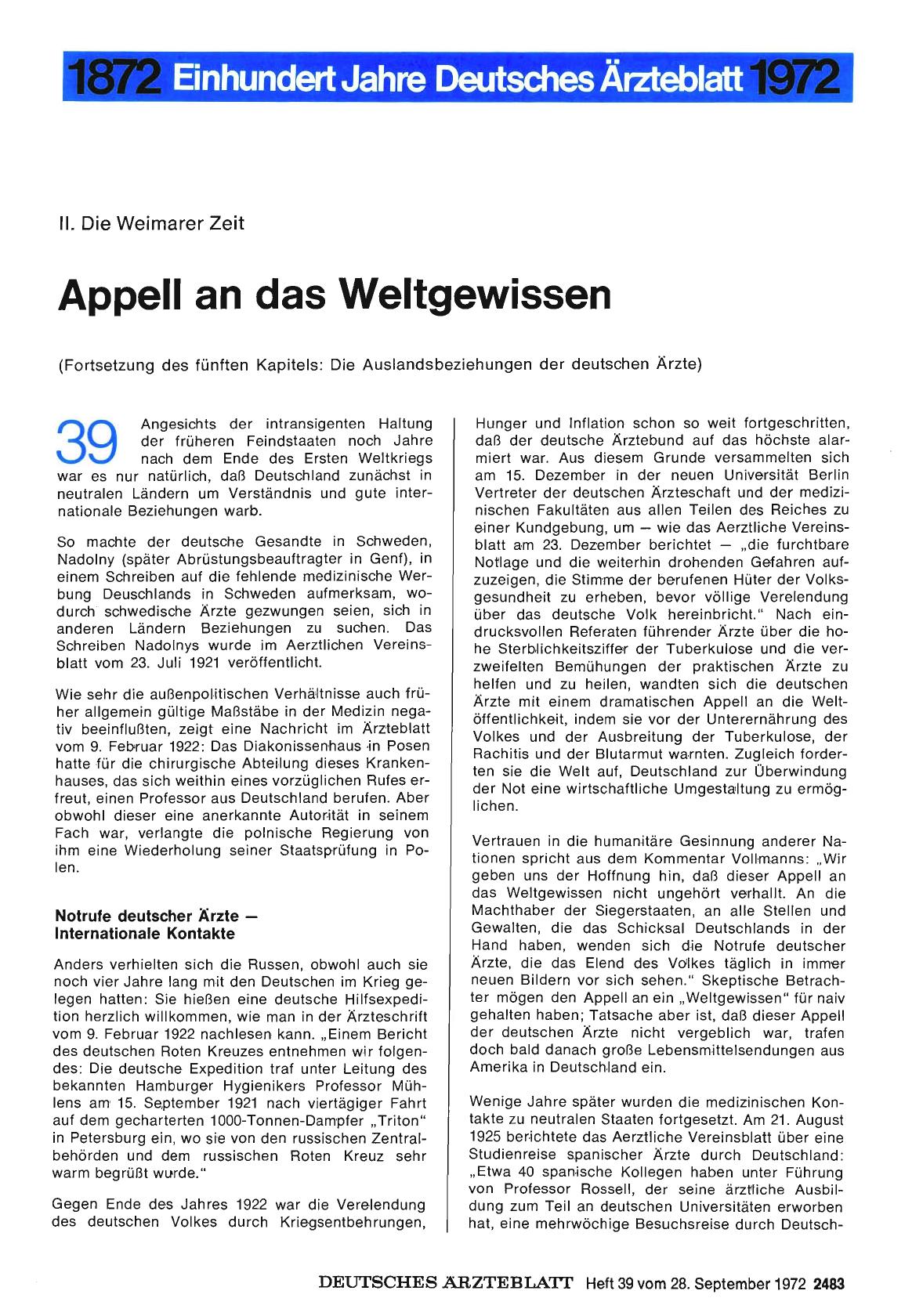 Vorschauseite 1: II. Die Weimarer Zeit: Appell an das Weltgewissen