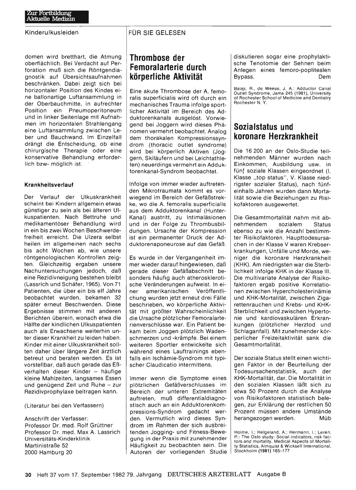 Vorschauseite 1: Thrombose der Femoralarterie durch körperliche Aktivität