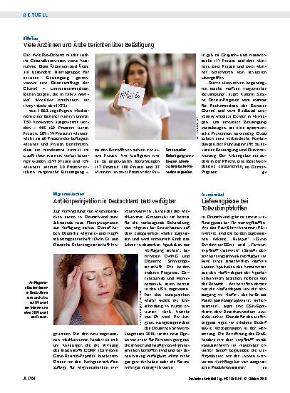 Vorschauseite 1: #MeToo: Viele Ärztinnen und Ärzte berichten über Belästigung
