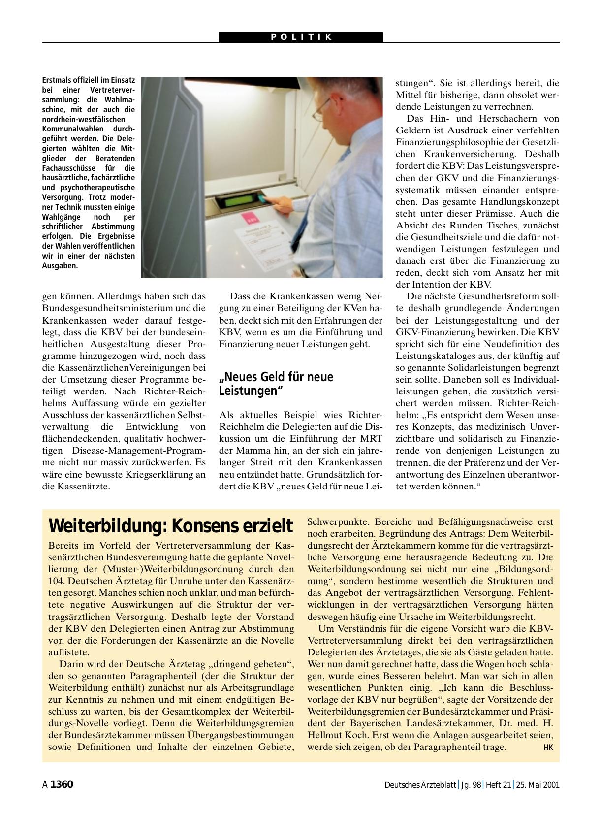 Vorschauseite 1: Weiterbildung: Konsens erzielt