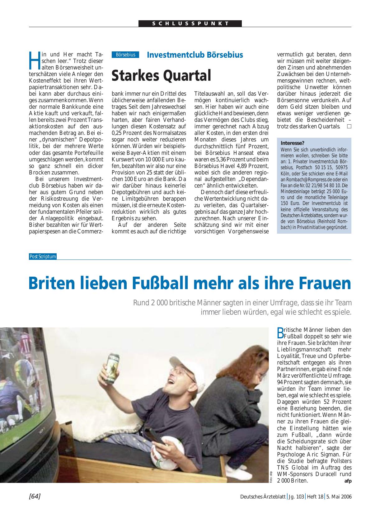 Vorschauseite 1: Briten lieben Fußball mehr als ihre Frauen