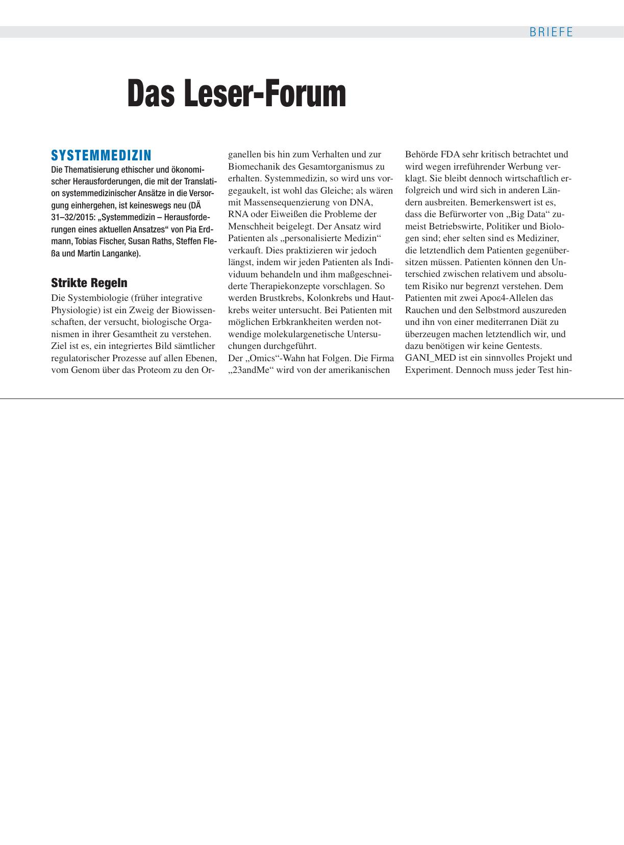 Vorschauseite 1: Systemmedizin: Strikte Regeln