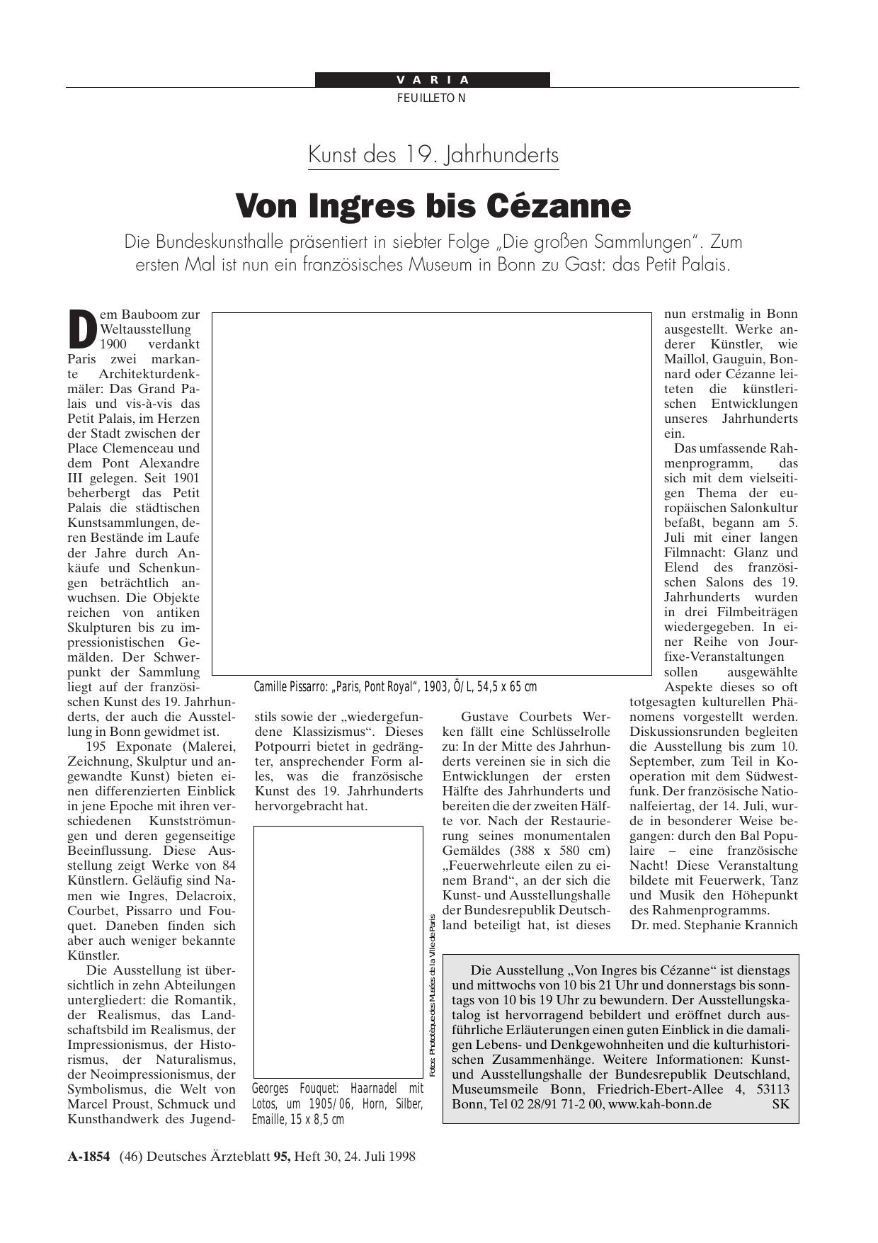 Vorschauseite 1: Die Ausstellung: „Von Ingres bis Cézanne“