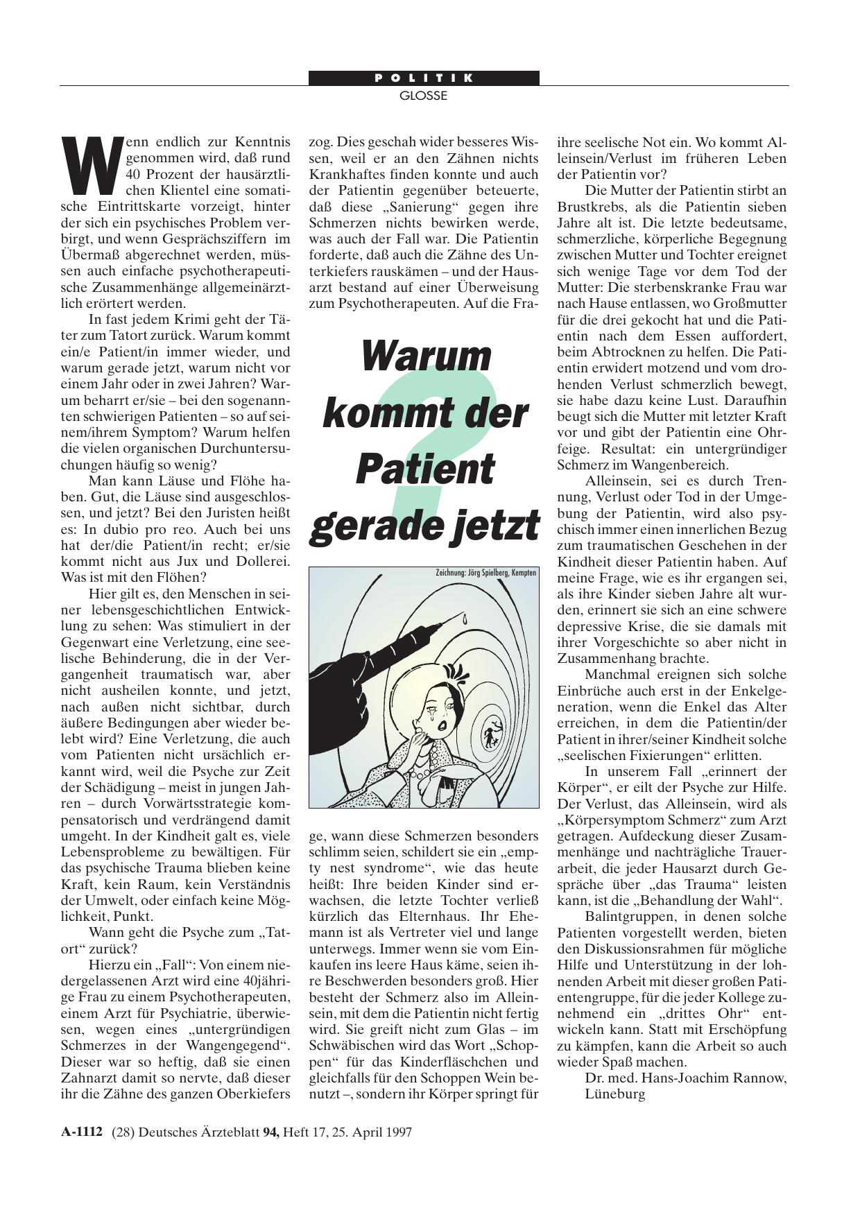 Vorschauseite 1: Warum kommt der Patient gerade jetzt